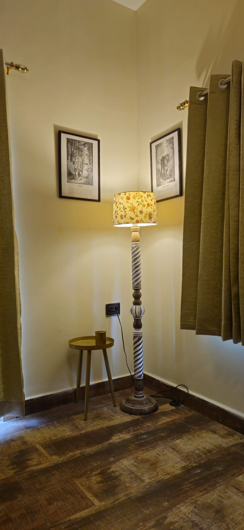 A lamp in a quiet room corner