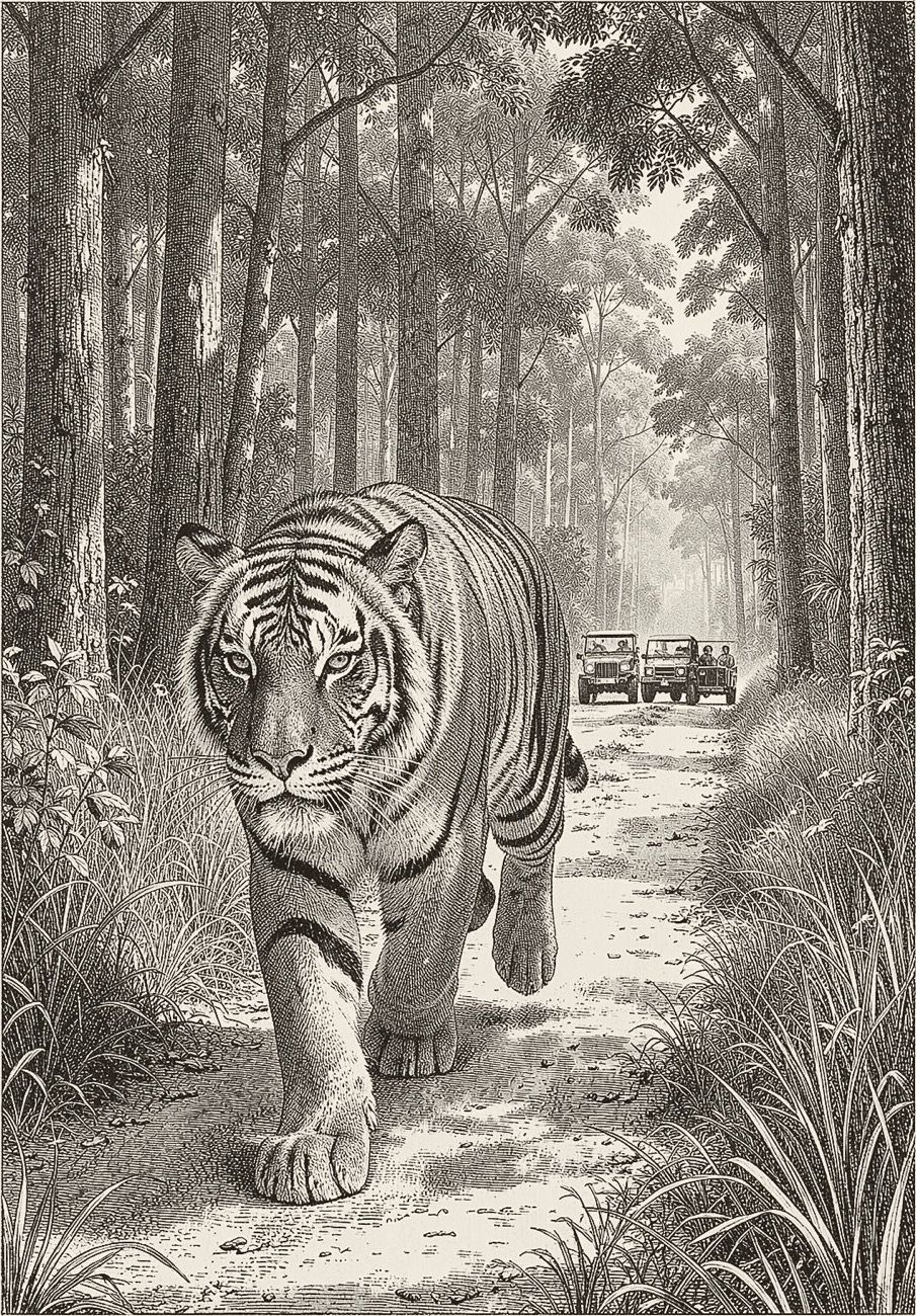 Engraving of the tiger Munna